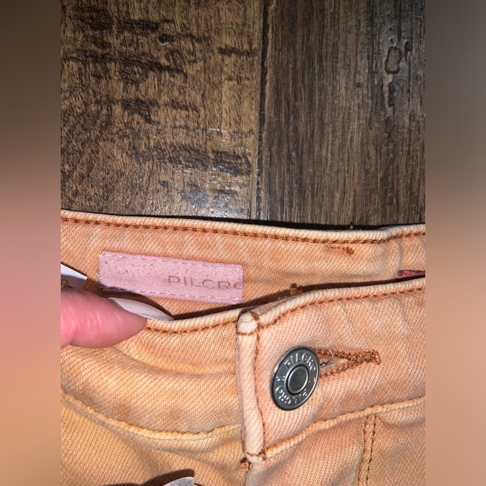Pilcro The Column Straight Jeans in orange fall boho denim Anthropologie barrel - Picture 4 of 11